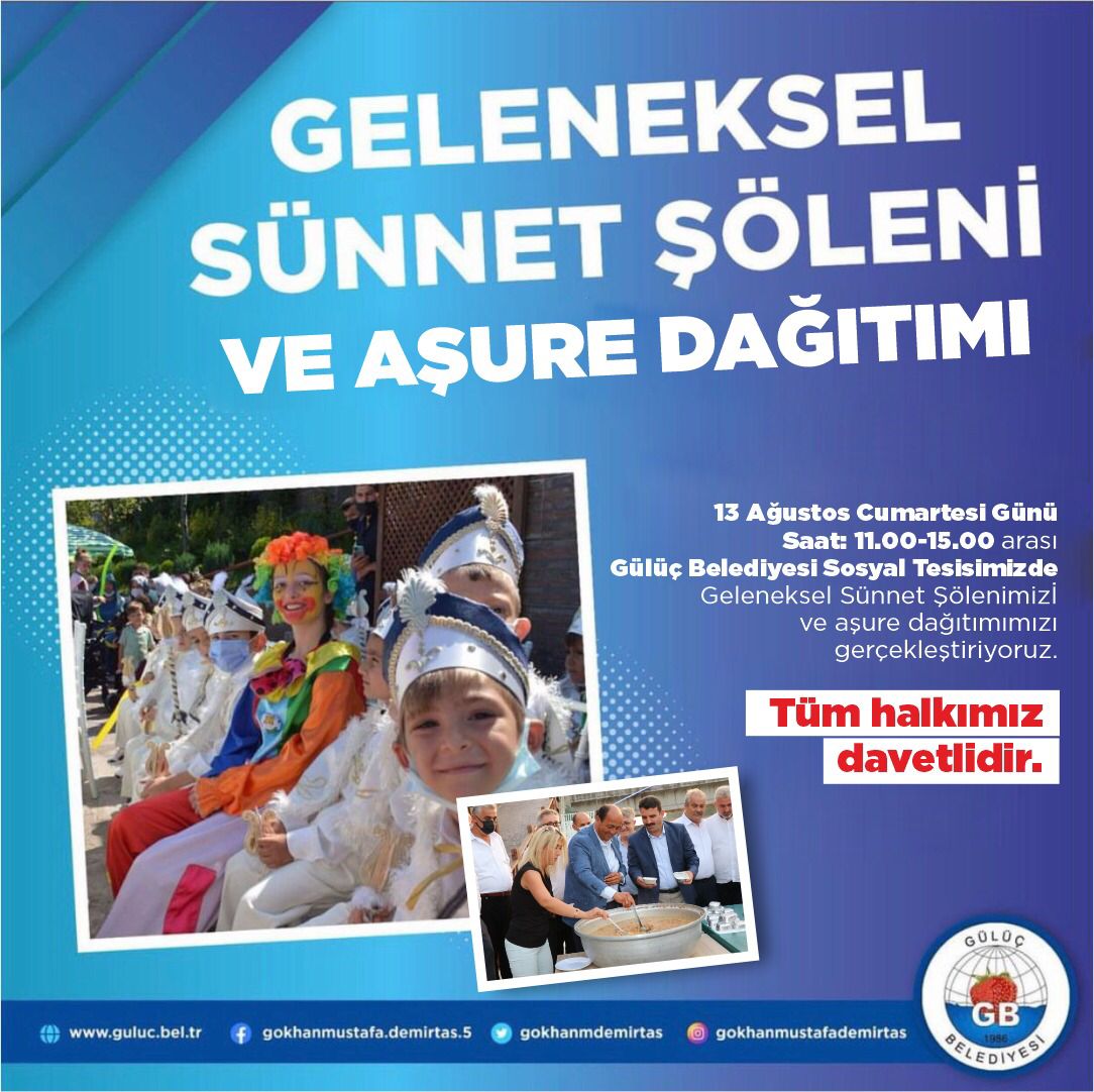 GÜLÜÇ BELEDİYESİ'NDEN SÜNNET ŞÖLENİ VE AŞURE İKRAMI